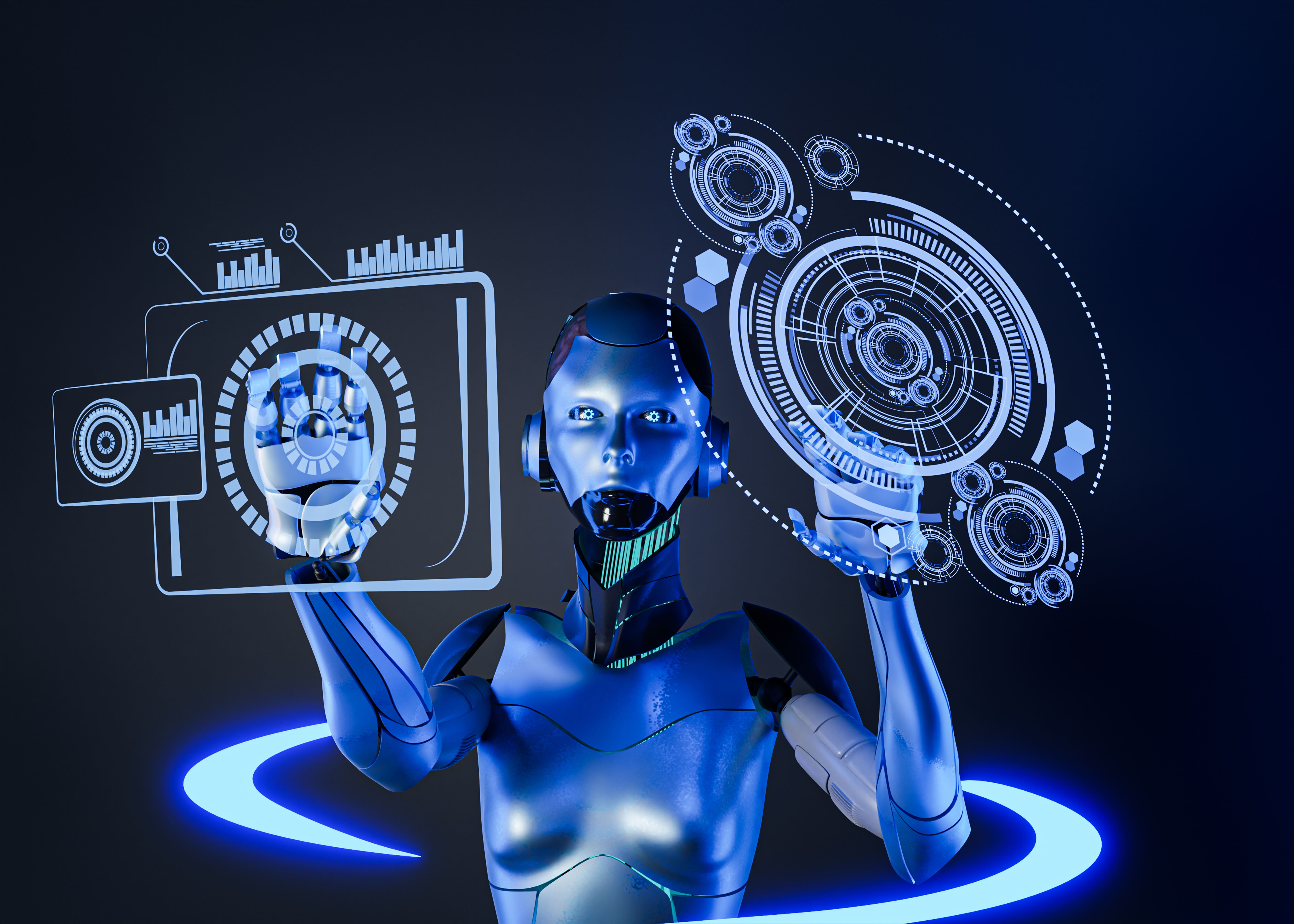 Illustration of an AI robot automating complex digital tasks.