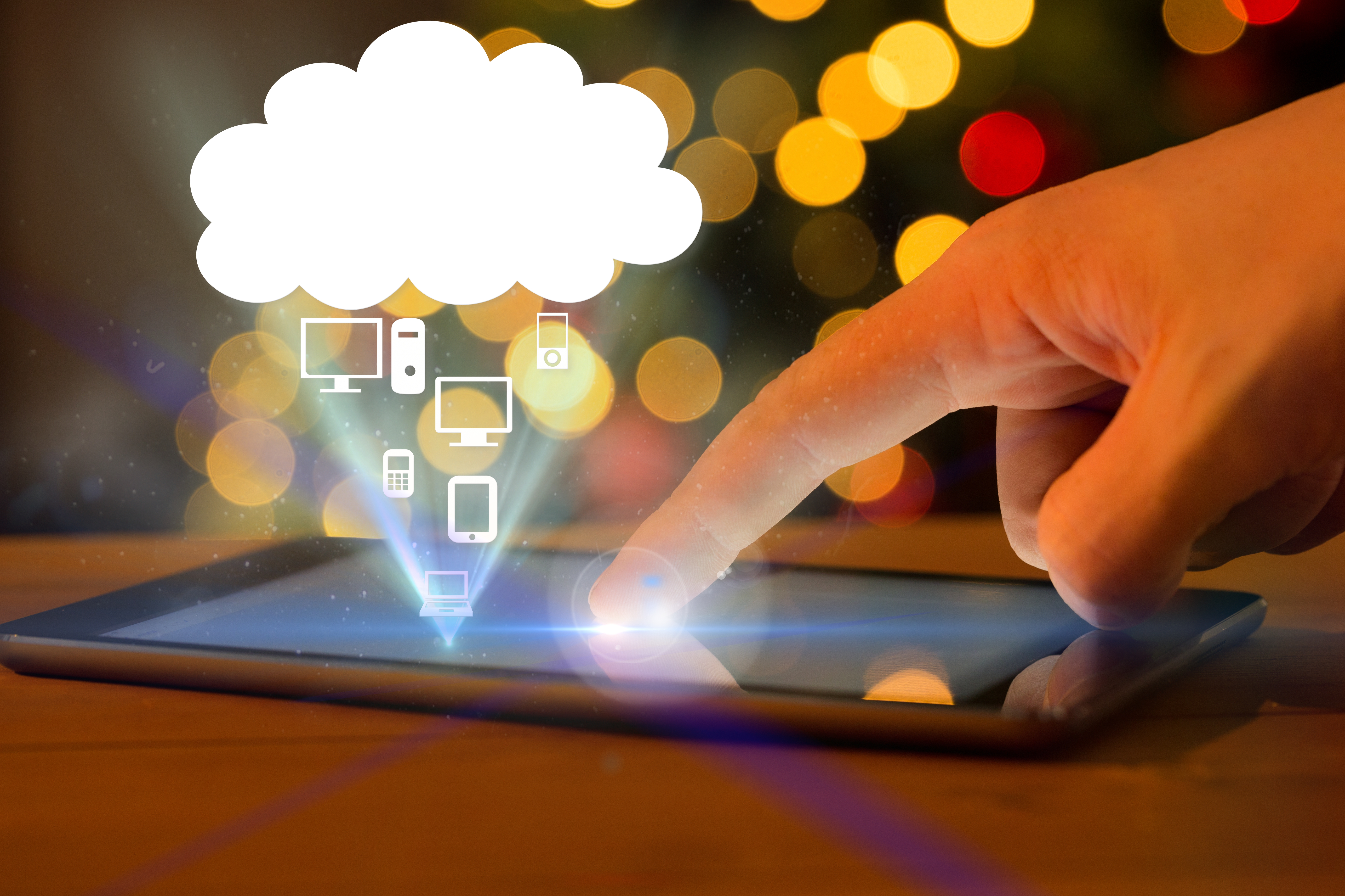 A network of clouds and servers illustrating top trends in cloud computing.